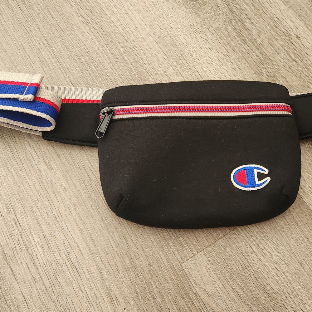 Champion Waist Bag Fanny Pack Black Color Logo Shoulder